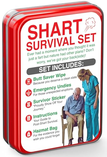Funny Survival Set - Funny Gag Gift 2026 Friend Gifts Includes Disposable Underwear Hazmat Bag Wet Wipe and More! Unique Stocking Suffers for Men Birthday Husband Teens Potty Humor Prank Him Fart