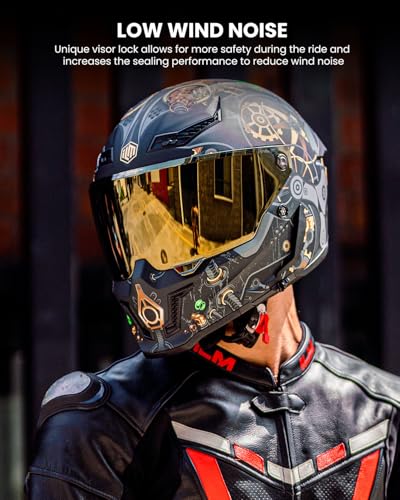 Image of ILM Motorcycle Helmets for Adult Men Women Full Face DOT ECE Powersports Dual Visor Street Racing Helmet with Pinlock Cascos para Motos Model MF509 (Super Mecha Gold, S) | Powersports, Dual Visor, Street Racing, Pinlock, Cascos para Motos