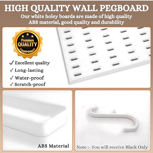 Image of SUNCHHAYA Peg Board, Pegboard for Wall Organizer, Peg Board for Wall As Kitchen Organizer, Desk Organiser, Kitchen Storage Rack Mounted with Pegboard Accessories (Black)