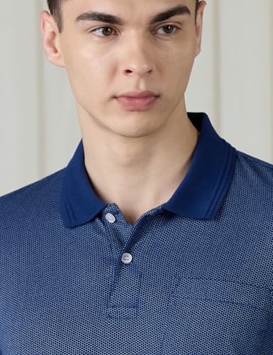 Image of Amazon Brand - Symbol Men Regular Fit Textured Jacquard Polo| Half Sleeves | Available in Plus Size
