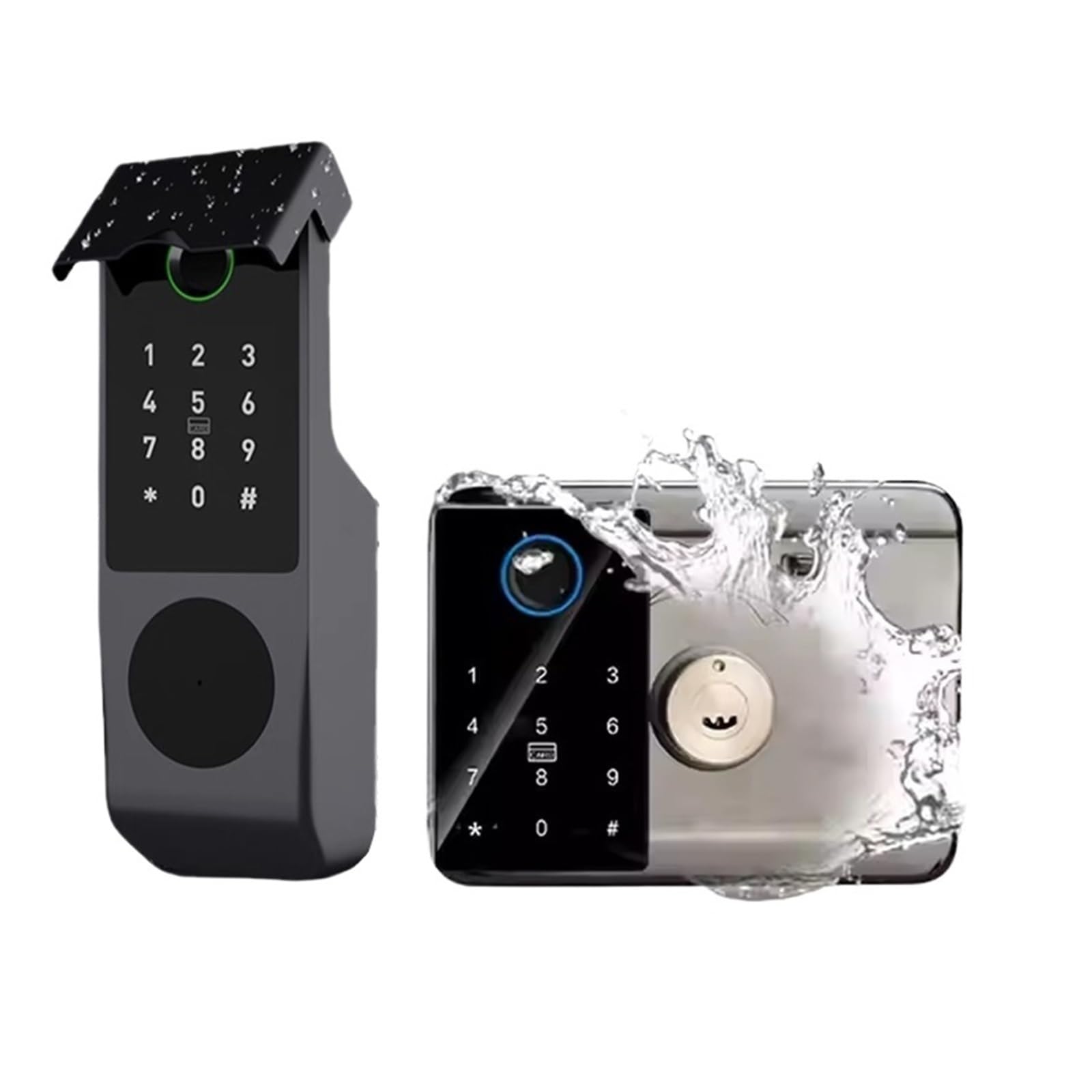 DIGNIFE Smart Door Lock, Smart Door Lock Waterproof Fingerprint Keypad RFID Card Remote Unlock(02)