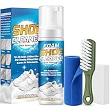 Yeardera Shoe Cleaner Kit, 6.76oz White Sneaker Cleaner with Brush & Towel, Shoe Cleaning Foam for Leather, Canvas, Knit, Rubber, Tennis Shoes – Remove Stains, Dirt & Yellowing