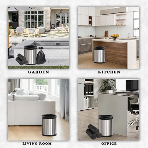 Image of GLUN Garbage Bags 21x19 Inch Medium Size, 30 Bags X 3 Rolls (90 Count) Black Color, For Dry & Wet Waste Trash Bag, Durable & Leak Proof