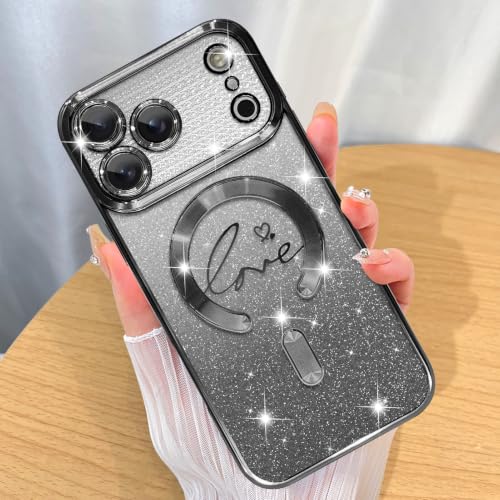 Image of ZIYE Magnetic Case Designed for iPhone 18 Pro Max Glitter Case -Black