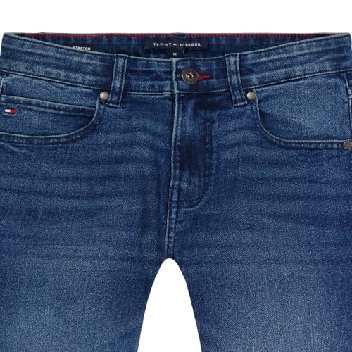 Image of Tommy Hilfiger Boys' 5-Pocket Stretch Slim Straight Leg Denim Jean, Zipper Fly & Button Closure