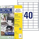 AVERY Zweckform 6126 Adressaufkleber (400 Klebeetiketten, 48,5x25,4 mm auf A4, bedruckbare Universaletiketten, selbstklebende Adressetiketten mit ultragrip, ideal fürs HomeOffice) 10 Blatt, weiß