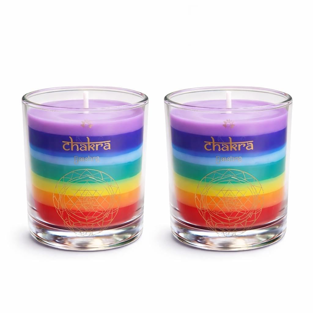 Premium 7 Chakra Healing Scented Candles for Meditation & Yoga (Set of 2) | Rainbow Layered Jar Candles for Home Decor, Vastu & Positive Energy | Long Lasting Soy Wax | Gift for Peace & Relaxation-image-13