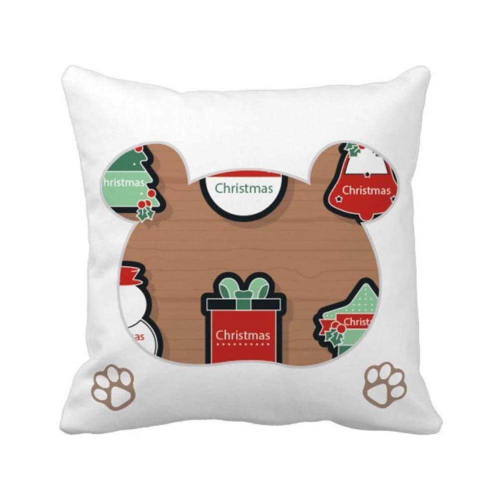 Housse de coussin Noël avec motif ours polaire carré 45x45 cm en coton