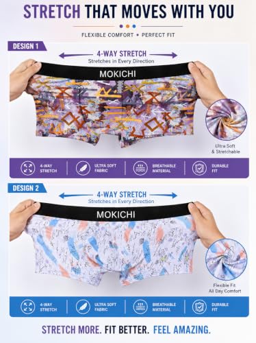 Image of Men's Printed Boxer Briefs | Comfortable Trunk-Style Innerwear with Elastic Waistband | Multicolor Pack of 3