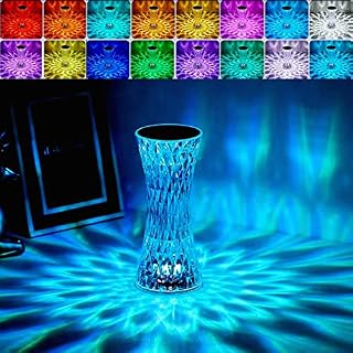 Small Waist Crystal Diamond Table Lamp, 16 Color Changing Night Lights, Touch Contronl USB Rechargeable Bedside Lamp with Remote for Kids Bedroom,College Dorm,Party Dinner Christmas Decor