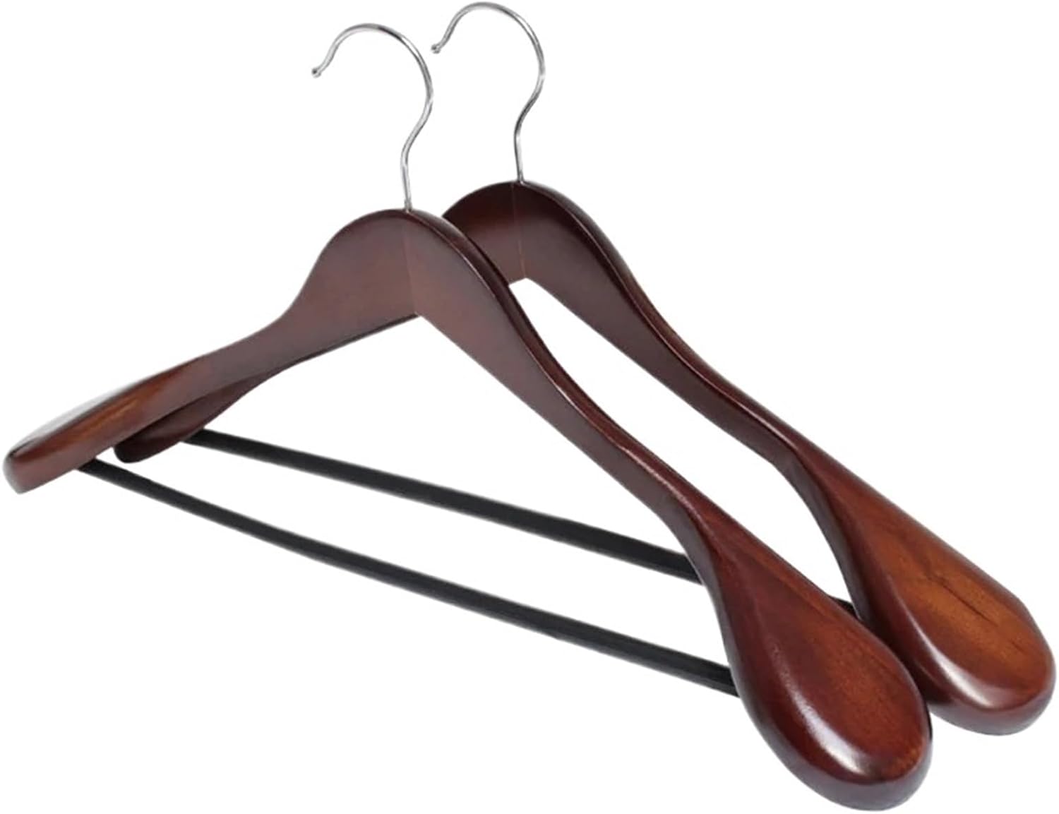 Coat Hanger 6 Pcs Wide Shoulder Wooden Hangers with Non Slip Pants Bar for Coat Clothes Dress Suit Organizer(Brown)