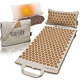 Glanzstück Berlin® Esterilla de acupresión XL Premium de lino, perfecta para principiantes, ayuda con la tensión, dolor de espalda, esterilla de masaje con cojín y bolsa, sostenible