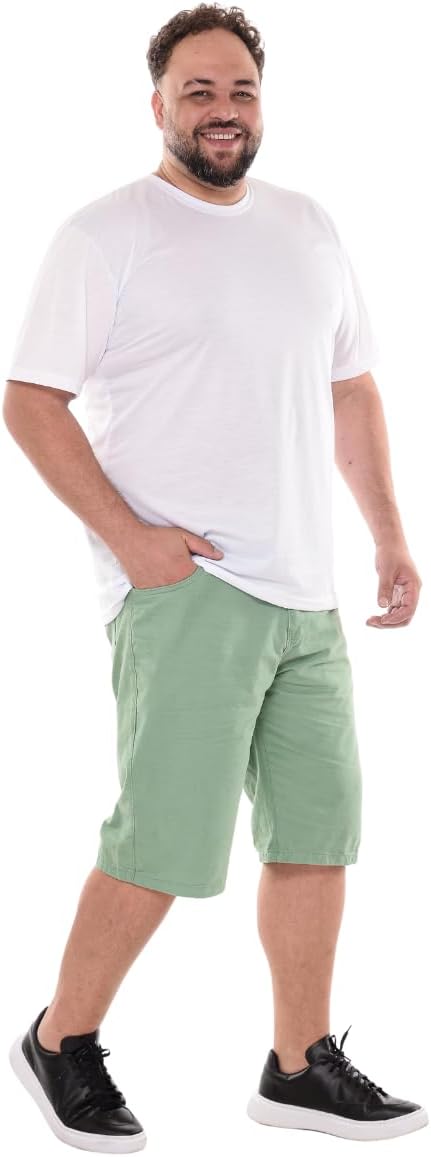 Alleppo Jeans Bermuda Masculina Plus Size em Sarja, Verde
