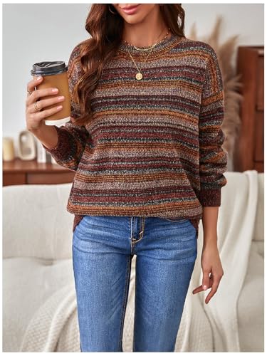 Image of MakeMeChic Women's Striped Sweaters Halloween Vintage Grandpa Sweaters