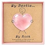 Bestie Gift for Women, Rose Quartz Heart Pocket Hug Crystal, My Rock Friendship Keepsake, Birthday Gift for Best Friend, Thinking of You Gift for Her, Emotional Support Pocket Crystal (Bestie)