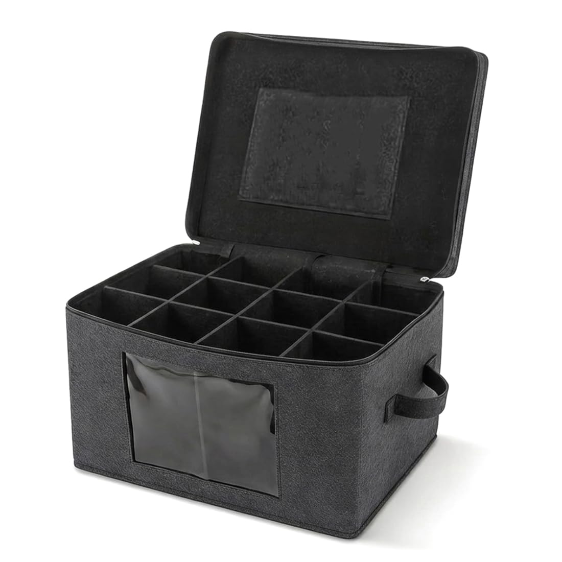 Hndhbfgrt Glassware Storage Box with 12 Dividers, Hard Shell Wine Glass Packaging with Lid, Stemware Storage Container
