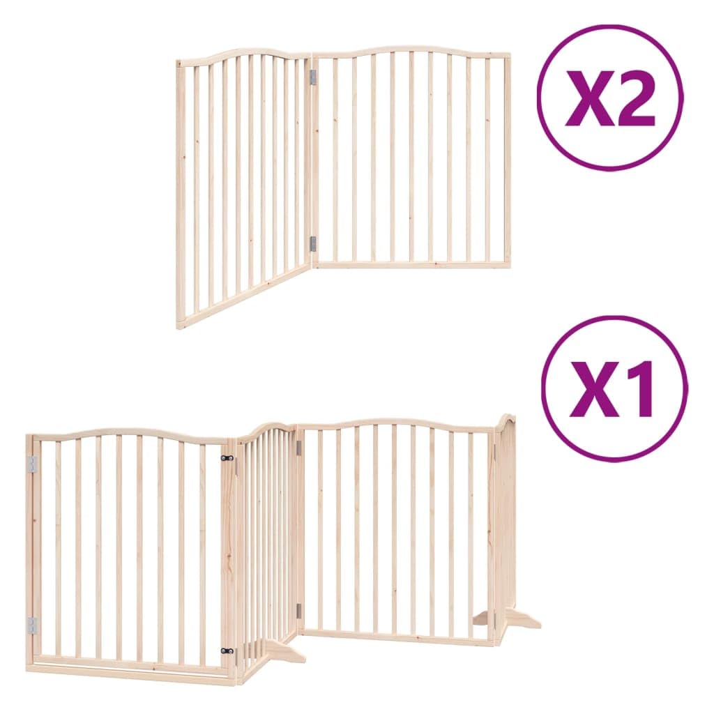 Homgoday Barrera para Perros,Barrera de Seguridad para Perros Mascotas,Vallas para Perros Puerta para Perros Plegable 8 Paneles Madera de álamo 640 cm