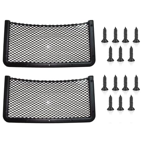 2 Pcs Large Car Net Pocket Car Universal Seat Side Storage Back Net Bag Car Mesh Net Bag Holder Car Net Pocket Organizer Framed Mesh Net Pocket Holder with Screws for Secure Fit in RV, Auto(8 x16 in) Cover