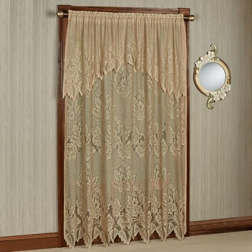 Hallie Lace Window Treatment | Vintage Antique Gold | Cottage Garden Magnolia Flower Lacy Designs...