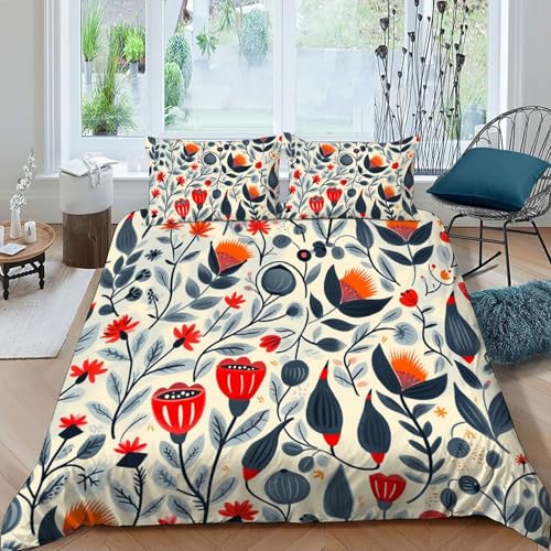 Housse de couette fleurs 3D microfibre respirante contre la transpiration de nuit