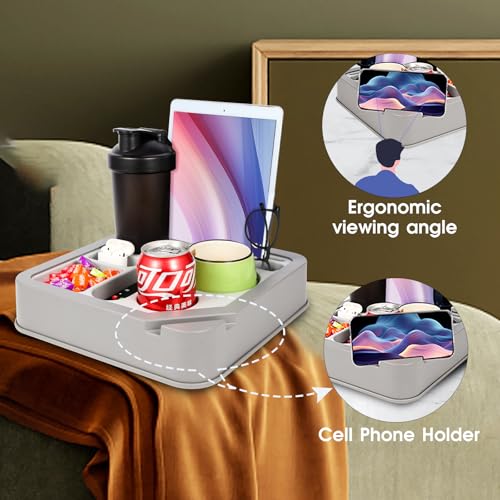 Finthech TY001 Couch Cup Holder Tray ,Finthech Food-Grade Silicone And Plastic Couch Caddy thumb #3