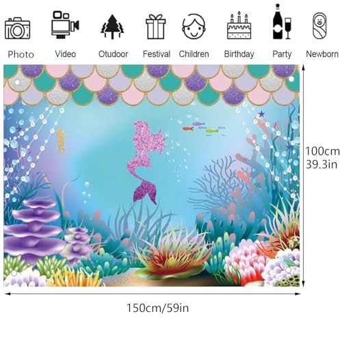 Fondo de cumpleaños Sirena 5x3ft color púrpura miniatura 4