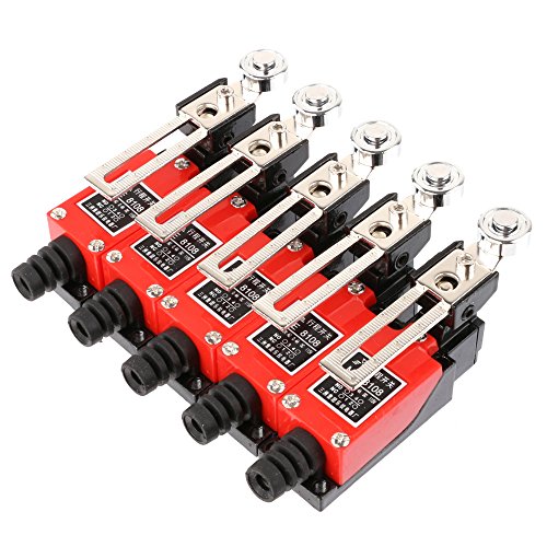 LYWS ME-8108 Momentary Adjustable Roller Lever Limit Switch Silver Contact Red Pack of 5