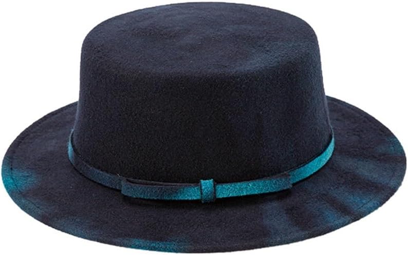 Flat Top Hat Men and Women Leisure Manual Tie-dye Intercolor Autumn and Winter British and