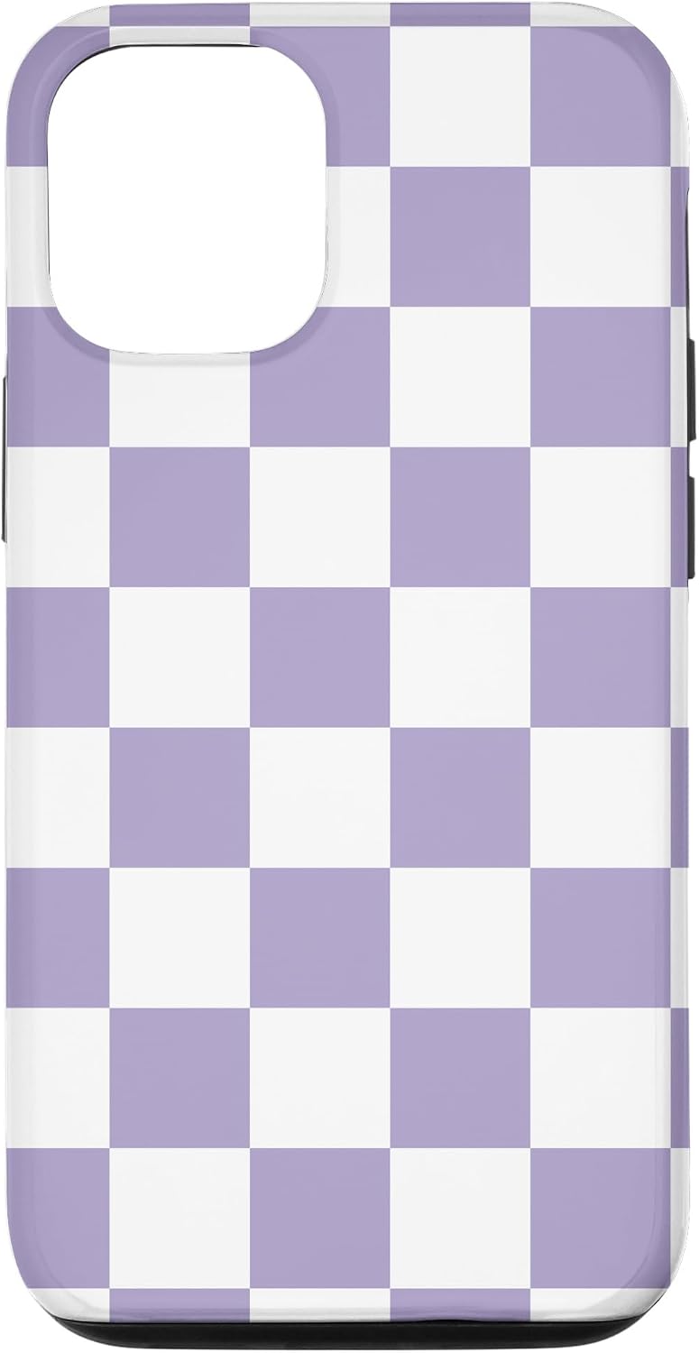 Pastel Purple Checkered, Checkerboard Pattern Aesthetic Case for iPhone 12/12 Pro