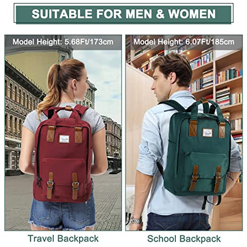 Image of VASCHY Women's Backpack, Girl's Backpack Laptop Backpack for 15.6 Inches, Water Resistant, Chic School Bag with Two Bottle Pockets for College Travel, 15.1L (Blue Gardenia)