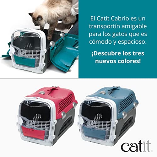 Catit Cabrio Carrier, Transportbox fuer Katzen, 51 x 33 x 35cm, tuerkis/grau