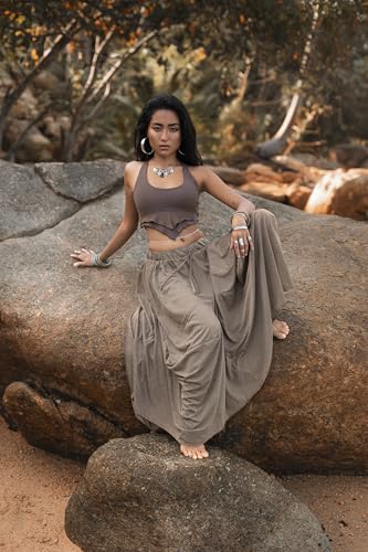 Women's Maxi Skirt Bohemian with Pockets Gypsy Elastic High Waist Cotton2