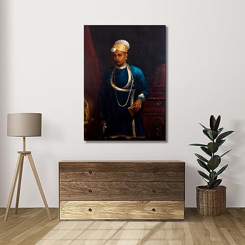 Image of Sikhash Raja Ravi Varma Canvas Paintings Classic Art, Indian Art, Famous Artist, Wall Painting for Living Room, Bedroom, Office, Unframed, Multicolor Fabric Size - 12x8 inches (30x20 cms, Raja)