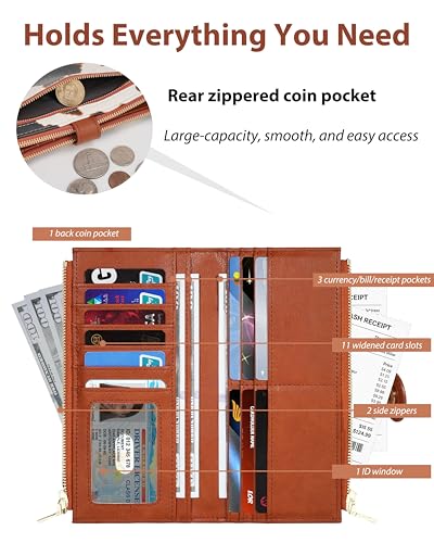 Image of Cow Women's Slim Wallet,Thin RFID Card Holder with Zipper Pocket