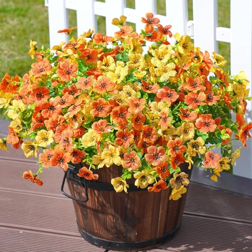 Catálogo para Comprar On-line Plantas y flores artificiales disponible en línea para comprar. 44 JIUS@FF 12 Ramos de Flores Artificiales,Flores de Imitación Margarita con Hojas Verdes,Adecuadas para La Decoración del Hogar,Jardín Interior y Exterior (Amarillo Anaranjado)