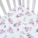 Floral Crib Sheet Girls, Baby Girl Crib Sheets Fits Standard Size Crib, Breathable Microfiber Crib...