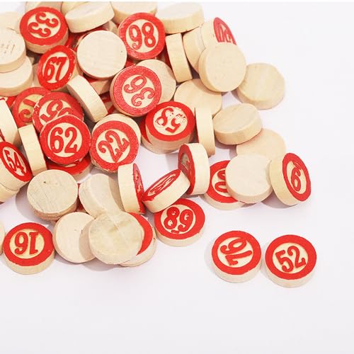 Reicyfang 90 pcs Vintage Tombola Italian Game Tombolini Tiles, Rustic Bingo Chips, Wooden Tombola Standard Tiles, Classic Bingo Game Pieces, Ideal for Custom DIY Board Game Pieces, and Arts & Crafts