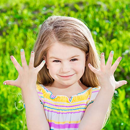Kids Christmas False Nails Pre Glue Press on Artificial Nail Tip Girl Fake Fingernail Kit Full Cover Short for Children Nail Art Decoration - Thumbnail 3