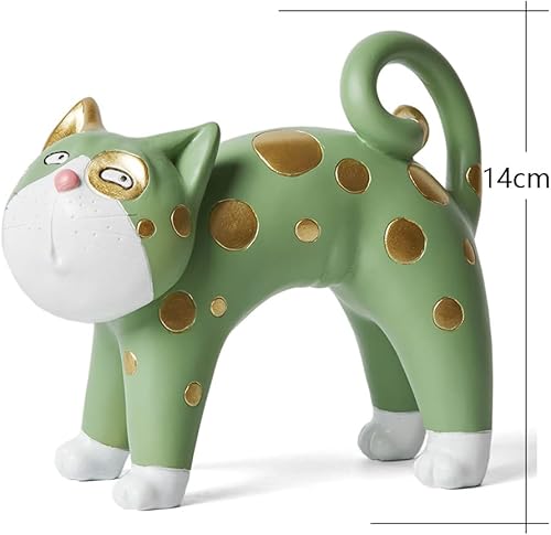 Miniatura 5 de SEINHIJO Estatuilla de gato escultura animal estatua decoración regalos modernos manualidades poliresina verde 2.4 in