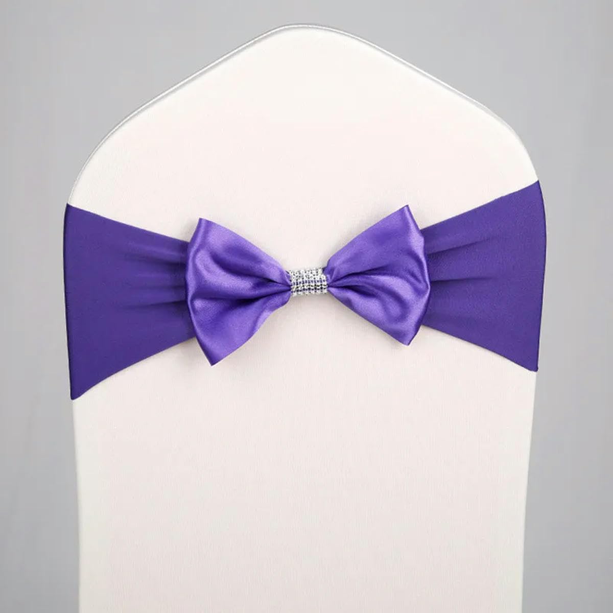 10 Stück/50 Stück Krawatte Hochzeit Satin Stuhlband elastische Stretch Spandex Stuhl Schärpe Schleife für Bankett Hotel Geburtstag Party Dekoration-Silbergrau-10 Stück