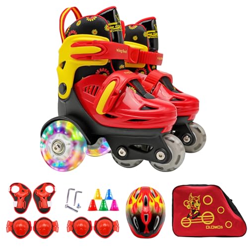 Patines de Puntos, Patines de Ruedas Ajustables - Patines de Equilibrio de Puntos para,Patines de Ruedas Luminosas con Rodilleras, Coderas y cubrecabezas