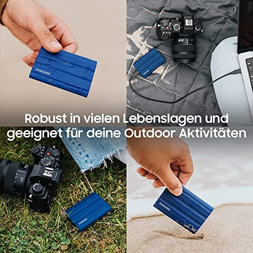 Samsung Portable SSD T7 Shield (MU-PE1T0R/EU), 1 TB, USB 3.2 Gen.2, 1.050 MB/s Lesen, 1.000 MB/s Schreiben, Blau + Amazon Basics Festplattentasche, schwarz – Bild 8