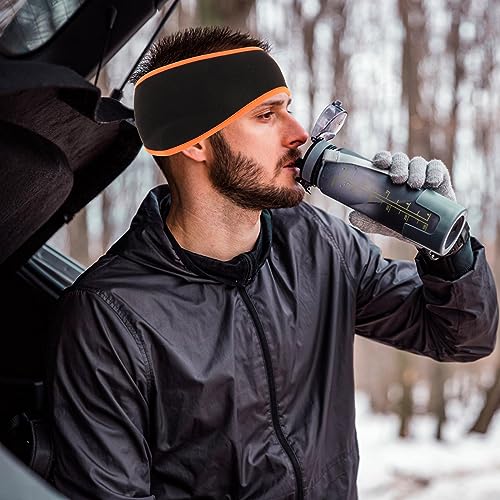 Image of Ear Warmers Headband, KOMAKE 2 Pack Earmuff Headband Fleece Earmuffs Running Headband Winter Ear Covers Moisture Wicking Sweatband Ski Sport Headband For Men & Women (Black+Gray)