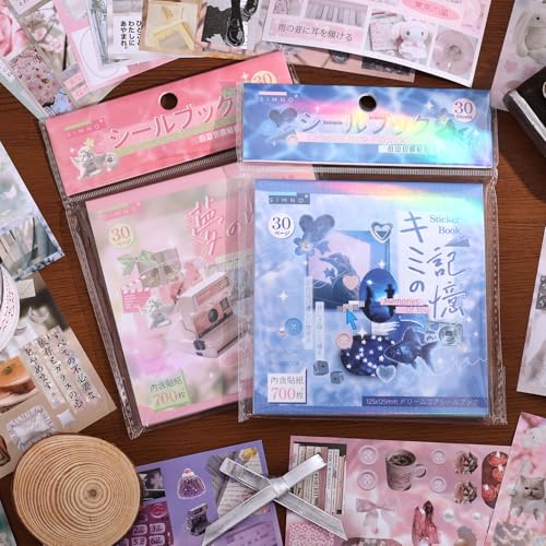 Image of Girl's Japanese Retro Sticker Book, Nostalgic Theme - 700+ Japanese dreamcore Style Glitter Stickers, for DIY Scrapbooking Journaling Handbook Decoration