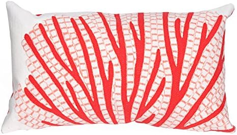 Liora Manne Visions III Fan Coral Indoor/Outdoor Pillows, 12" X 20", Orange and Green