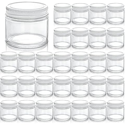 TOPZEA 30 Pack Small Glass Jars with Lids, 2 Oz Round Clear Straight Sided Canning Jars Spice Jars Mason Jars Food Container for Cream, Lotions, Ointments, Herbs, Spices and Wedding Favor Cover