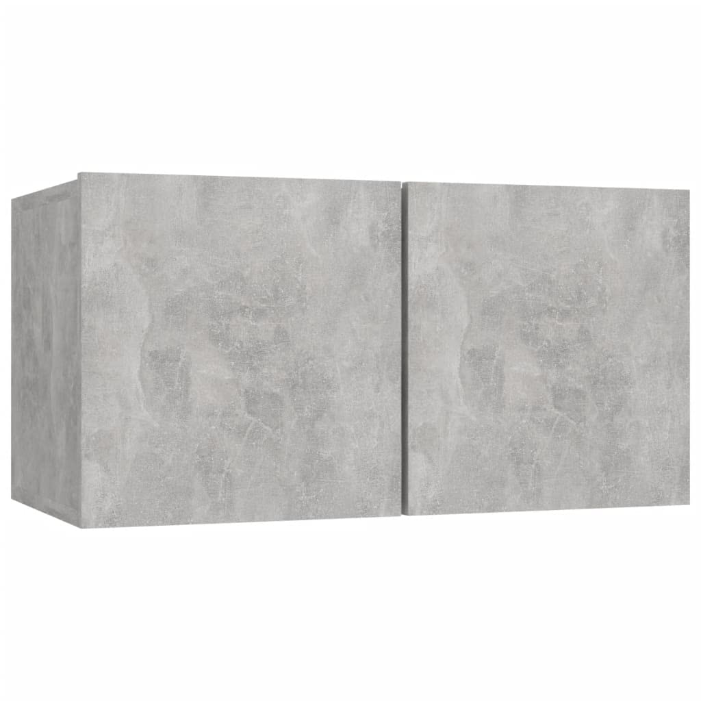 6-TLG. TV-Schrank-Set, Betongrau Holzwerkstoff, modernes Media-Center für Wohnzimmer, stabile Hängeschränke, vielseitige Aufbewahrung