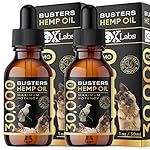 K2xLabs Max Potency Buster's Organic Hemp Oil [2Pack, 2Months Supply] & Treats for Dogs & Cats - Perfect Ratio Omega 3 & 6 - Made in USA - Hip & Joint Health, Natural Relief, Calming (2-Month)