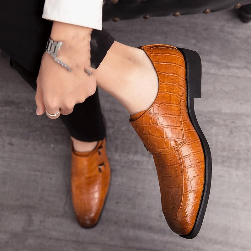 Men's Double Monk Formal Shoes Dress Oxford Outdoor Working Classic Slip-on Non Slip Anti-Slip Business Pointed Toe Calfskin Leather2