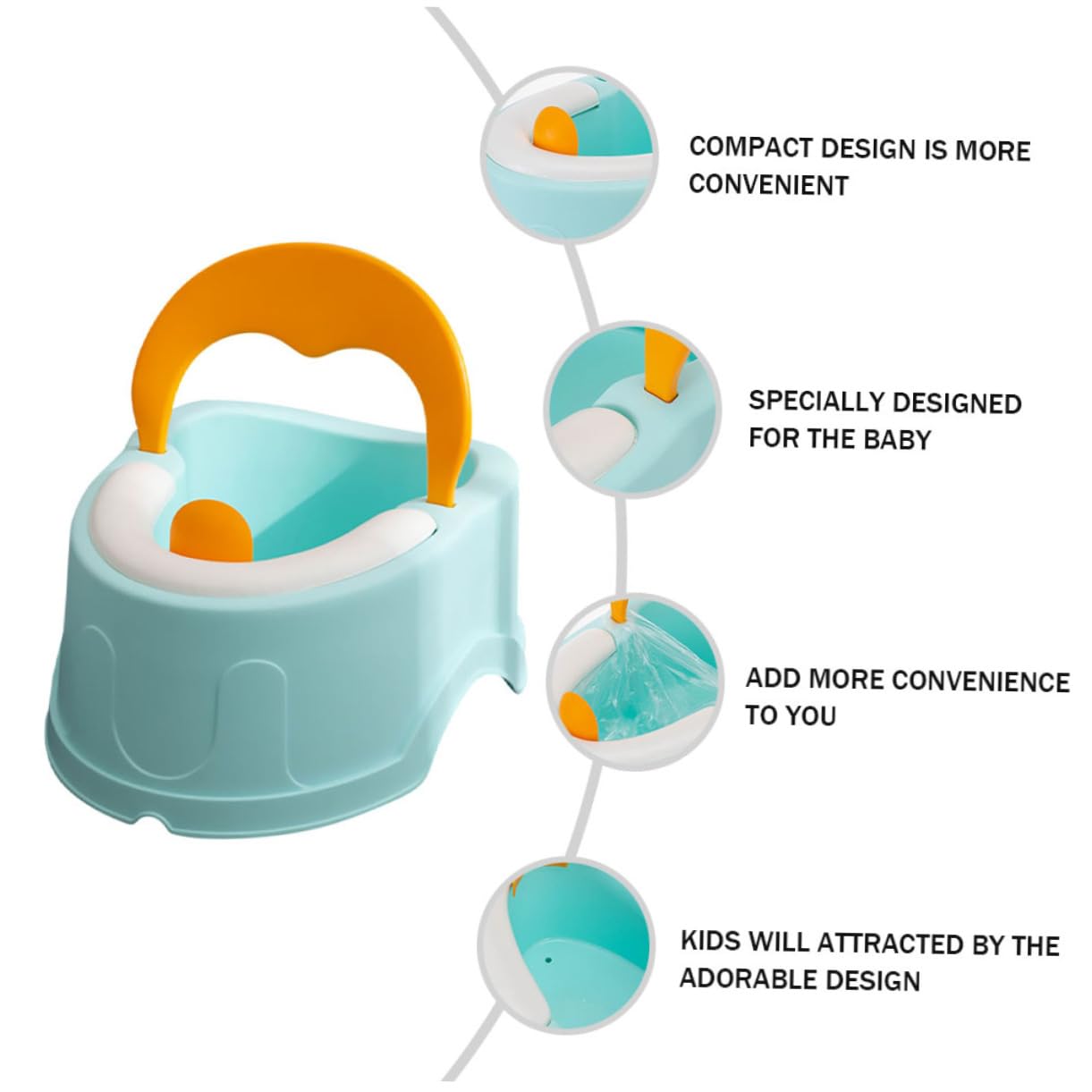 Inodoro Portátil para Bebés y Niños, Diseño Compacto Azul | Pp y Pvc, Forma de Dibujos Animados, Ligero y Fácil de Limpiar, Fácil de Llevar